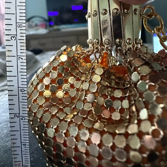 Rare Vintage Art Deco Whiting & Davis Gold Mesh Beggars Bag/Gate Top Coi… - Picture 8 of 14